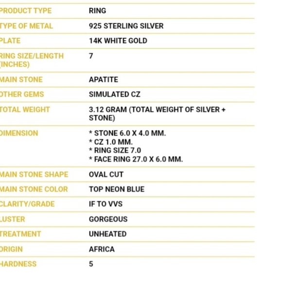 Apatite Ring, Blue Stone Ring, Gemstone Ring, Anniversary Ring, Stackable Rings - Picture 5 of 6